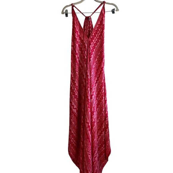 Karma Highway One Size Pink Geometric Vneck Maxi Dress - Picture 1 of 8